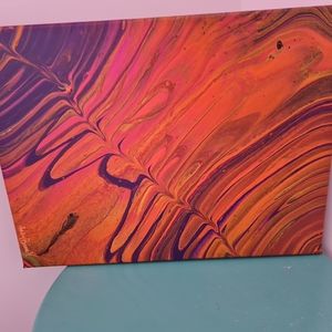 Orange Purple acrylic pour painting